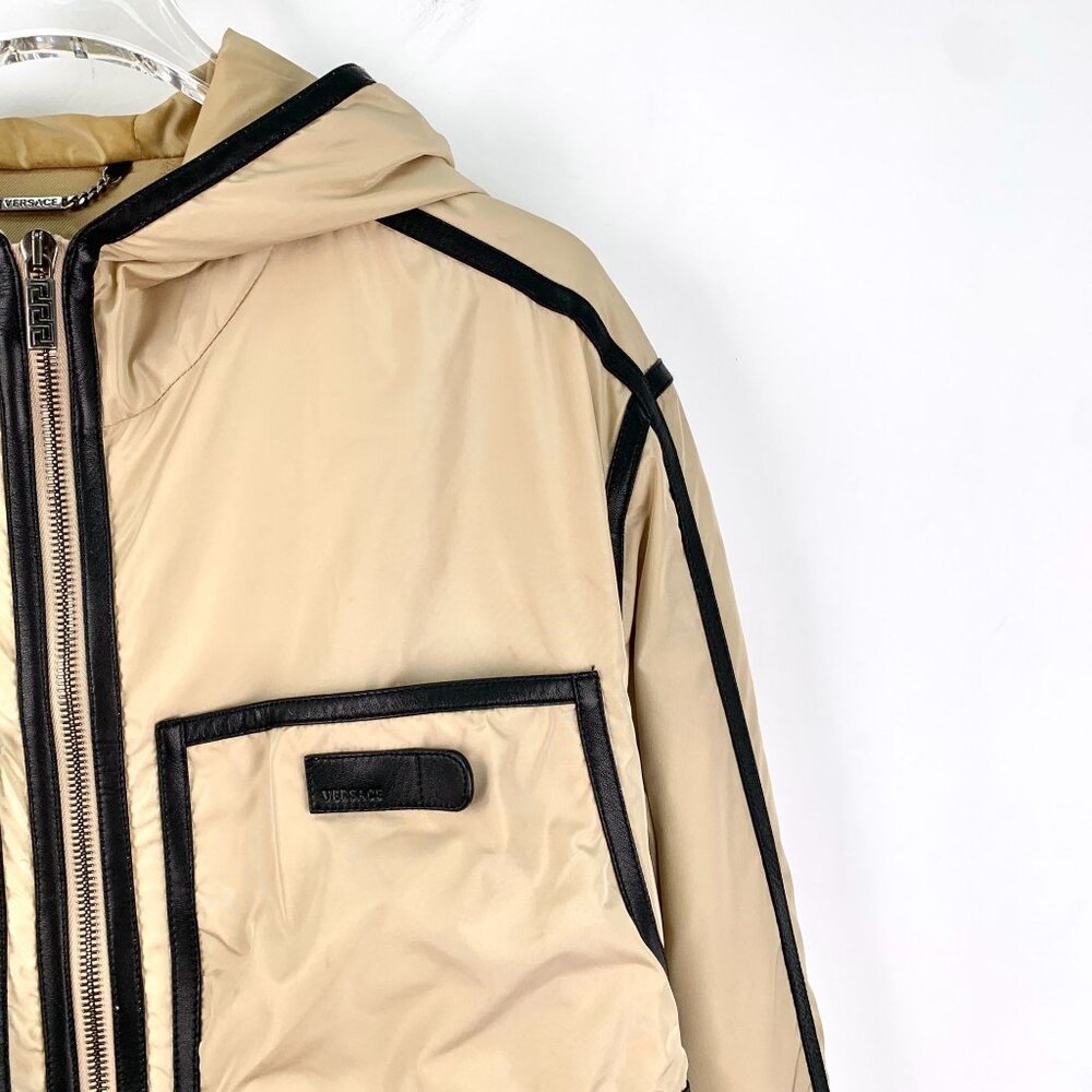 Versace Beige Patchwork Hooded Zipper Jacket Size… - image 8